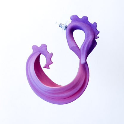 side view of Viking Ship Earring in Lupin/pink purple